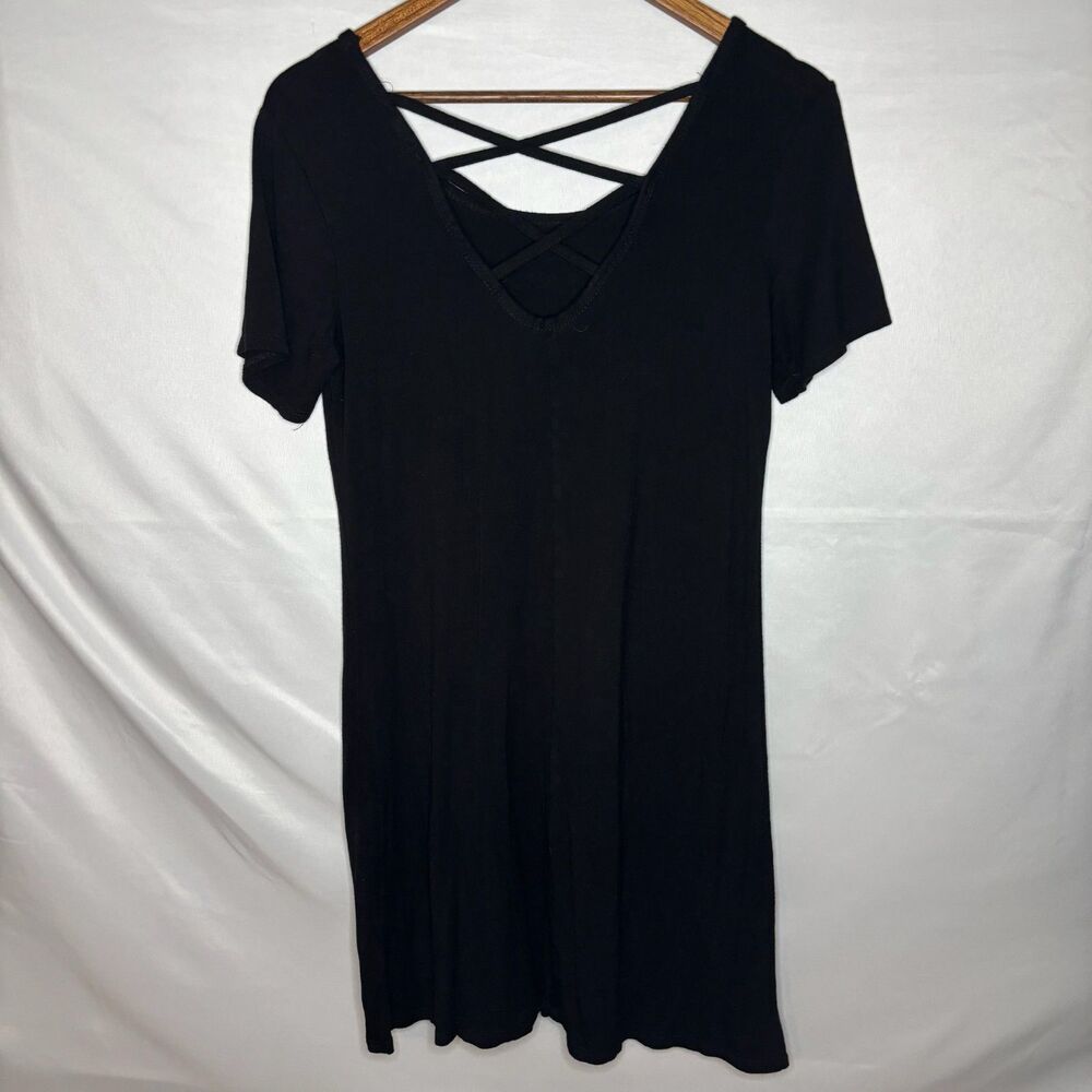 Olivia Rae Women's Black Swing Dress Scoop Neck Cross Back Size M - Picture 3 of 6